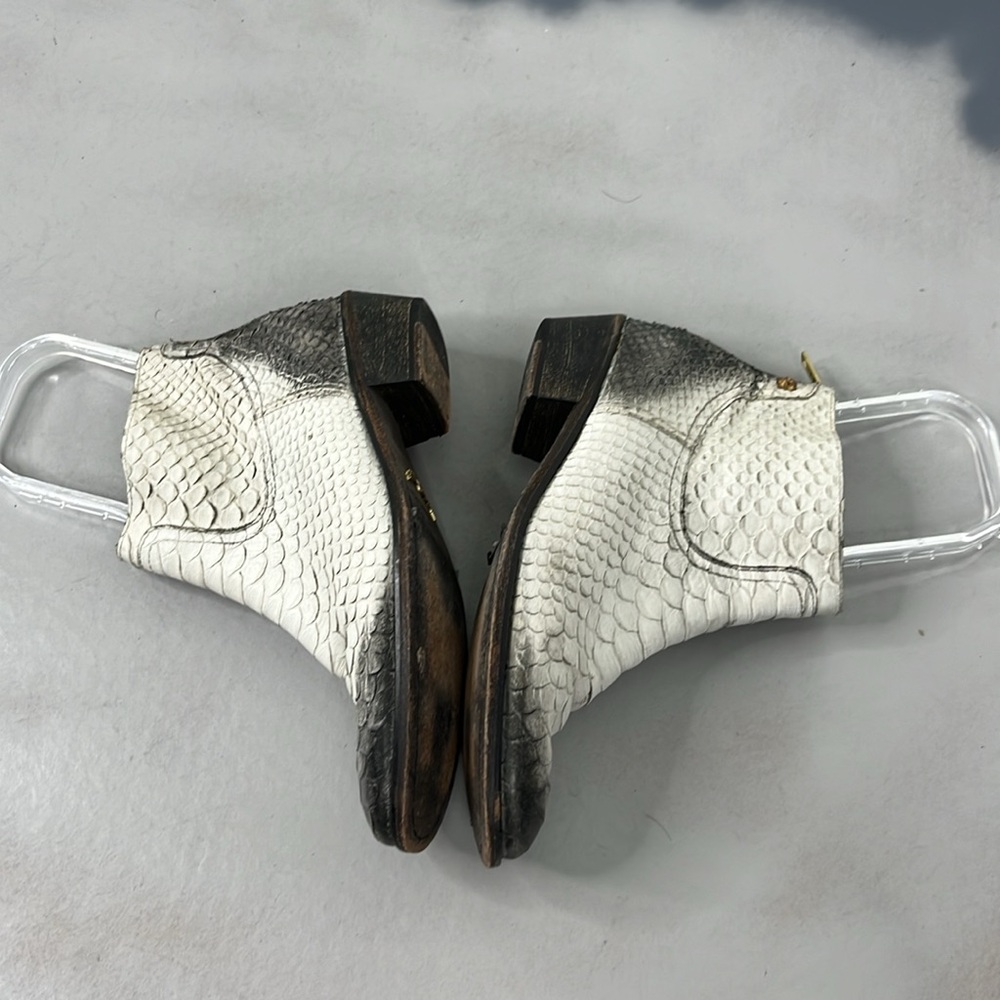 Zadig & Voltaire Teddy Flake White Leather Snake Print Zip Ankle Booties Boots - Picture 7 of 9